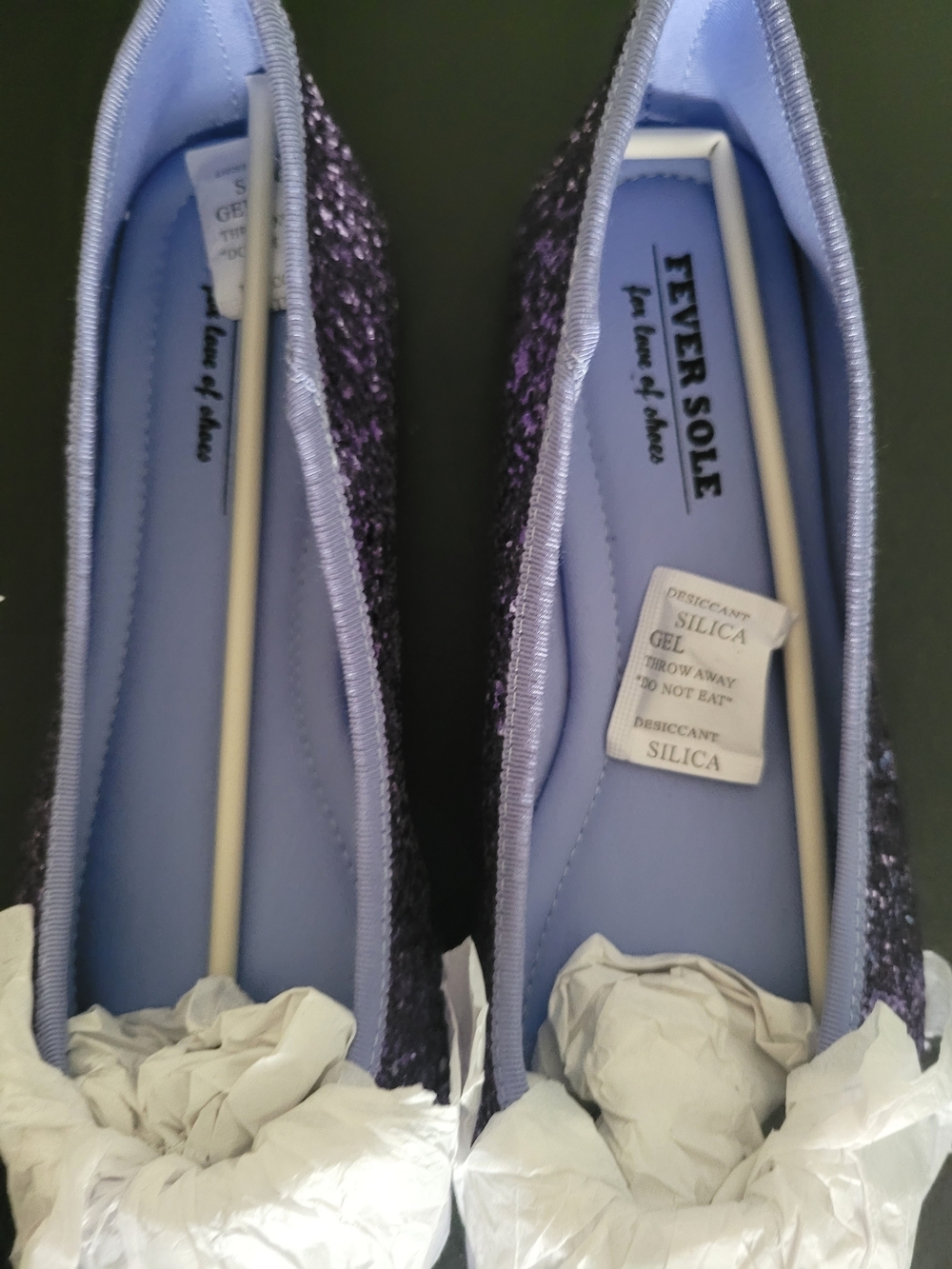 Fever Sole 8.5 Women's Purple Glitter Ballet Flats - Picture 2 of 7